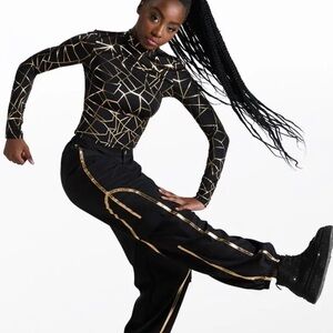 Weissman Black and Gold Dance Costume Top & Joggers